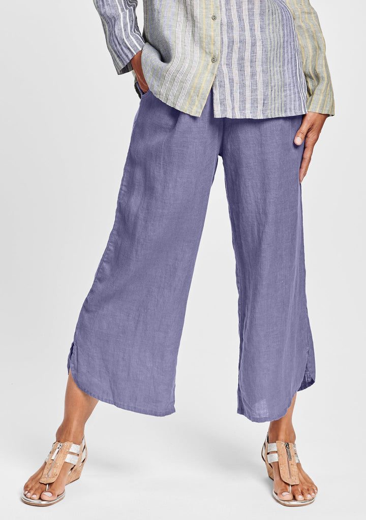 Shirttail Flood - Linen Pants With Elastic Waist