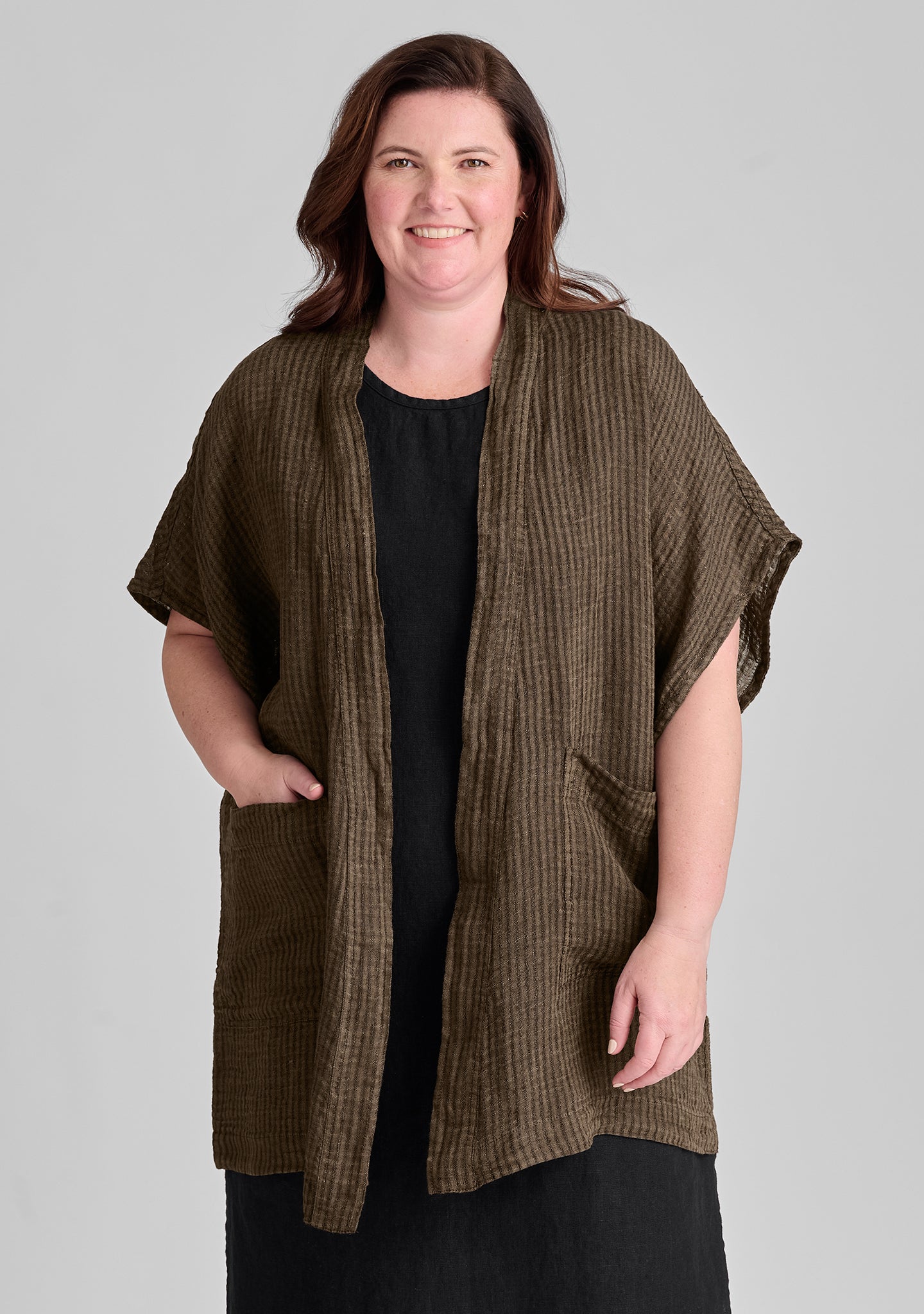 obscure cardigan linen cardigan brown