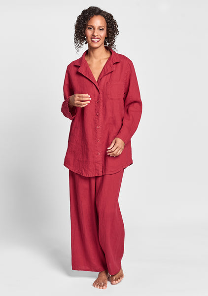 pajama set linen pajamas red