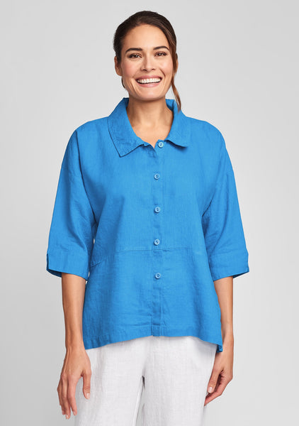 artful blouse linen blouse blue