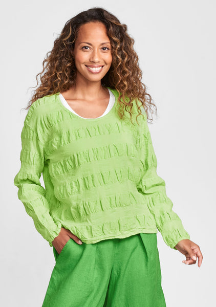 cropped pullover linen shirt green