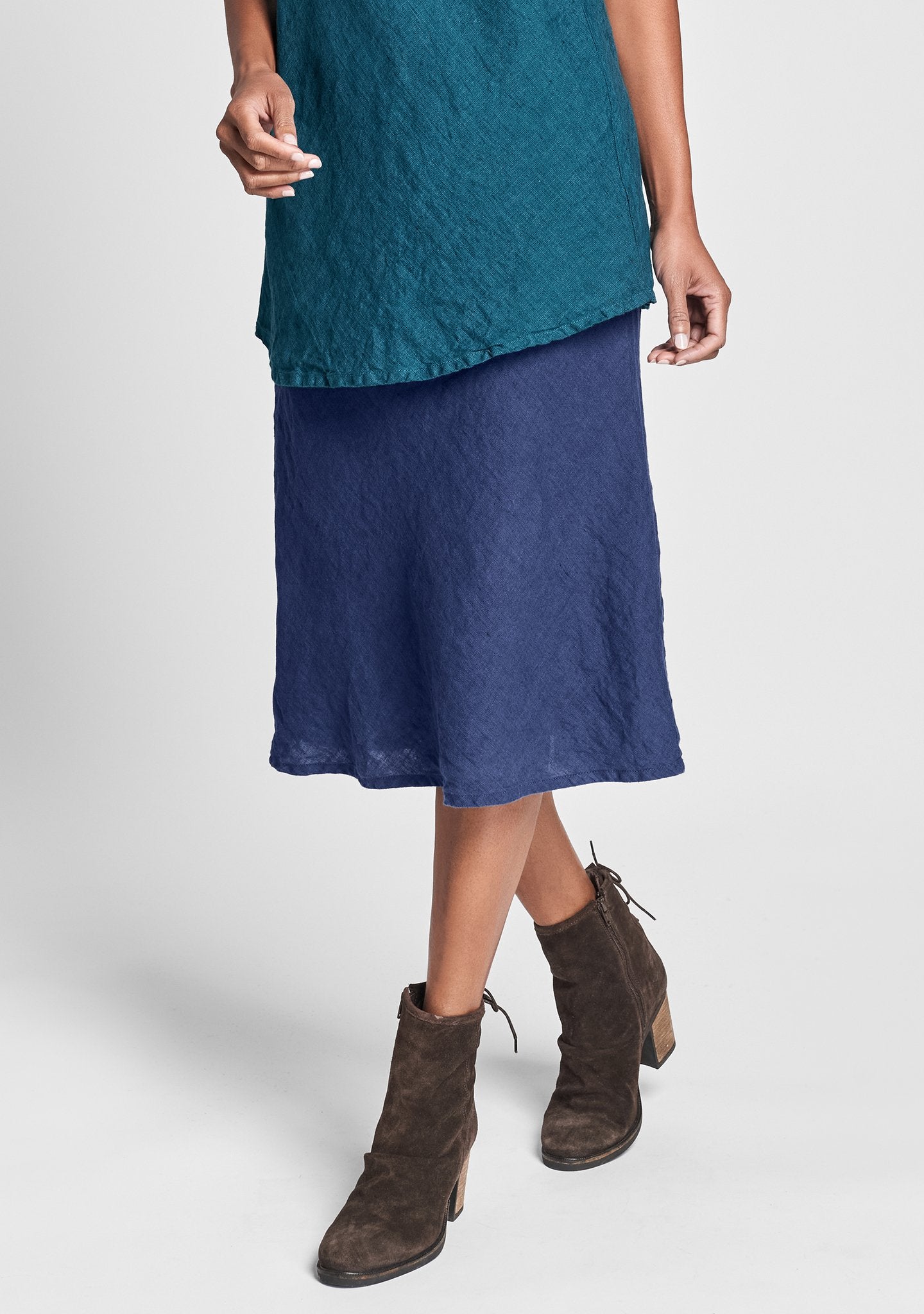 short line skirt linen skirt blue