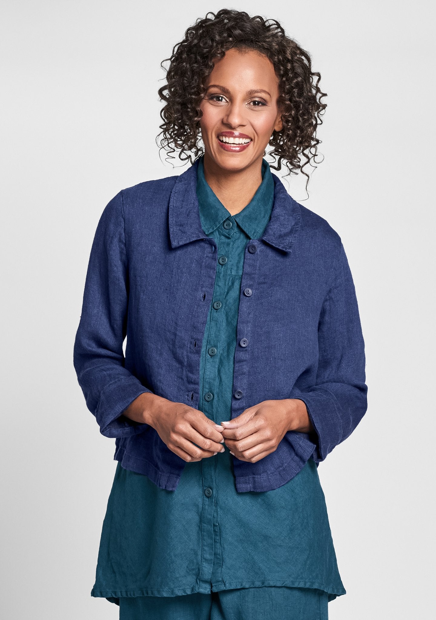 well suited blouse linen blouse blue