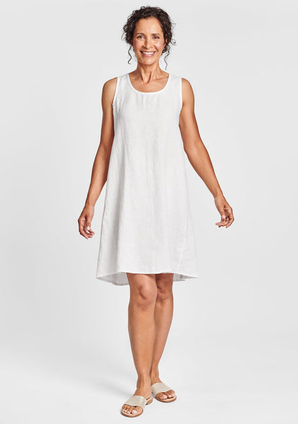 flourish dress linen shift dress white