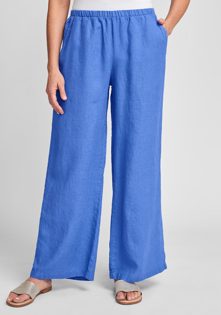 flowing pant wide leg linen pants blue