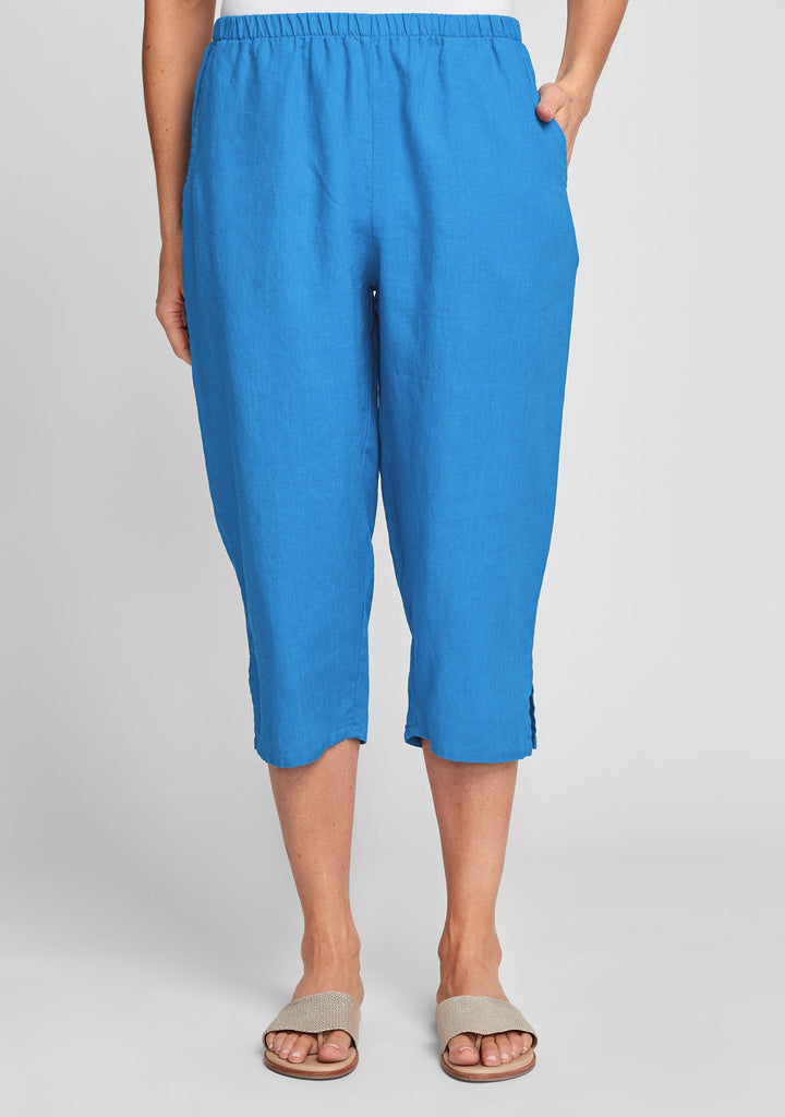 pedal pant linen crop pants blue