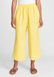 push outs linen pants with elastic waist yellow