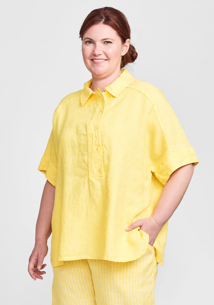 sporty shirt linen shirt yellow