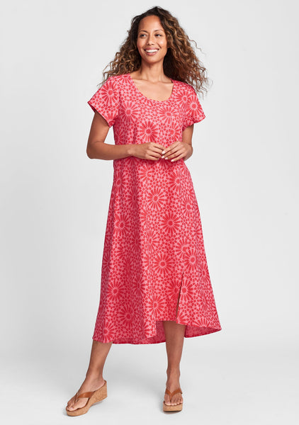 stretched top linen maxi dress pink